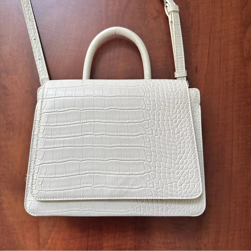 Target A New Day Alligator Print Top Handle Satchel Handbag Bag Crossbody Cream